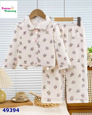 Pyjama Qke cổ tròn kem mini nhí