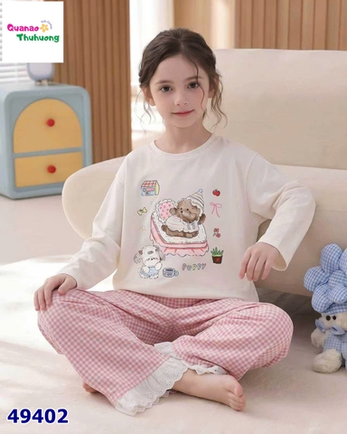 Bộ dài Qke kem gấu Puppy