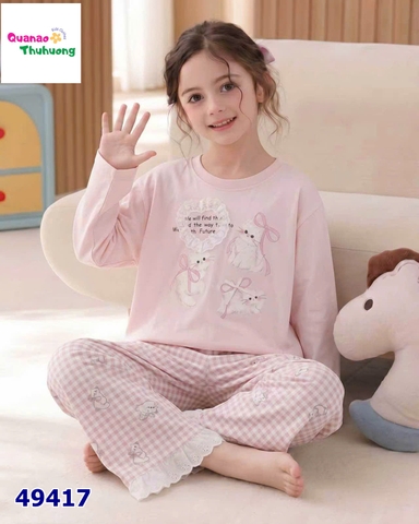 Bộ dài Qke hồng mèo trái tim trắng