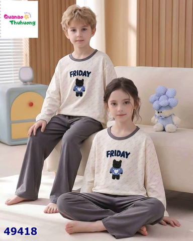 Bộ dài Qke xám gấu Friday