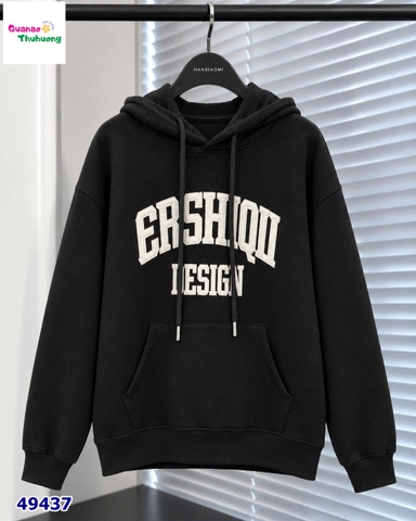 Áo Hoodie đen Ershiqii