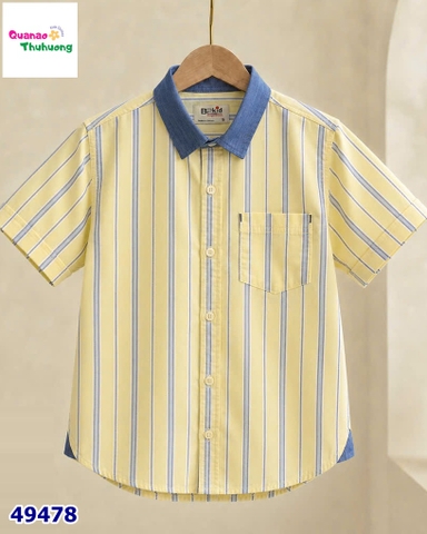 Áo sơ mi B2Kid vàng sọc xanh
