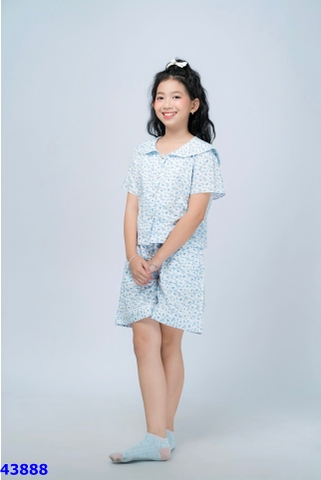 Bộ Perimit xanh hoa trắng - size 150