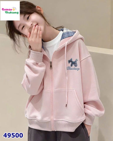 Áo khoác hồng blackap mũ karo