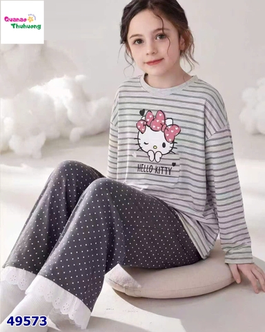 Bộ dài Qke sọc xám Hello Kitty