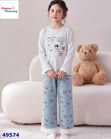 Bộ dài Qke xám cún đính nơ