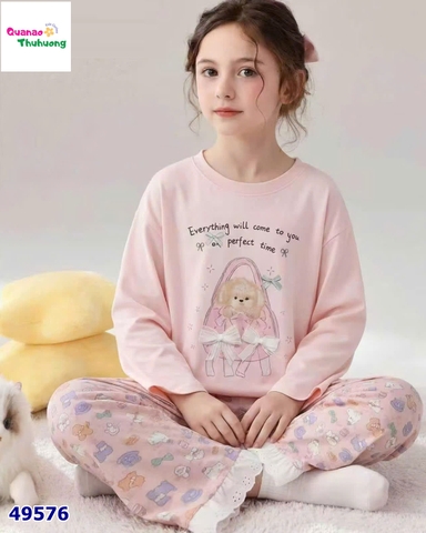 Bộ dài Qke hồng cún túi xách hồng