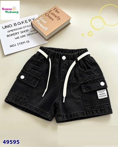 Quần short jean đen túi hộp chữ UG1250