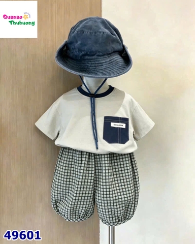 Bộ xám túi đen quần caro