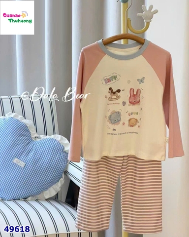 Bộ Tobela dài kem tay hồng ngựa Happy