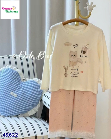 Bộ Tobela dài kem mèo nơ kitten