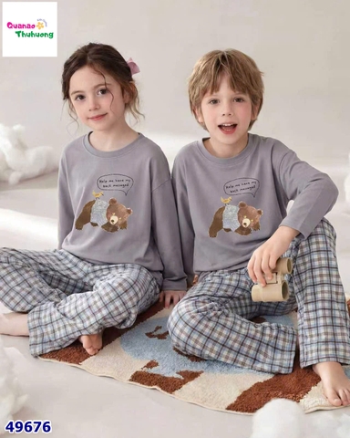 Bộ dài QKE xám gấu nâu