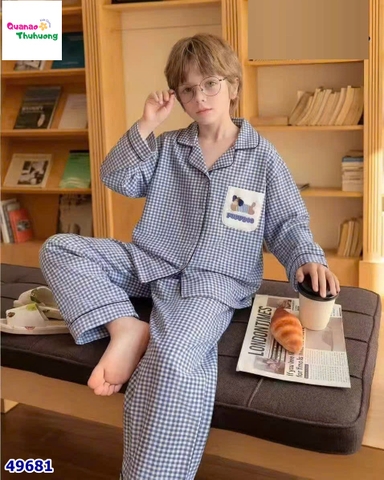 Pyjama Qke caro xanh cún