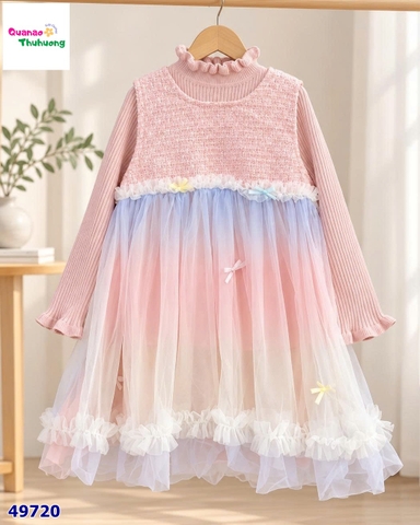 Set đầm hồng cầu vồng