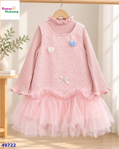 Set đầm hồng đính trái tim