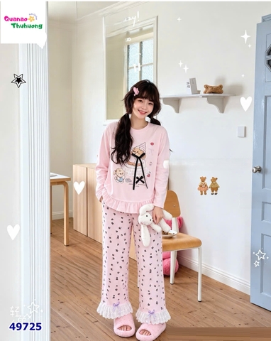 Bộ Yizi dài hồng cún đính nơ