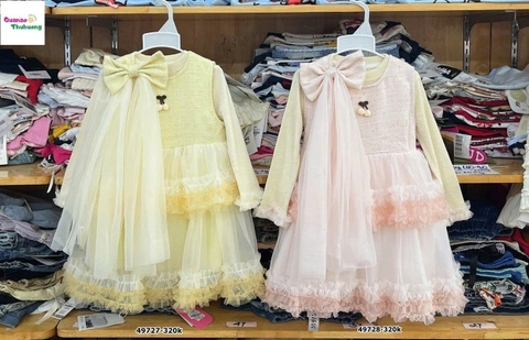 Set đầm vàng kèm nơ