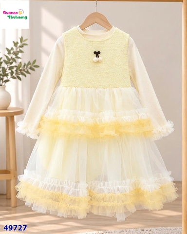 Set đầm vàng kèm nơ