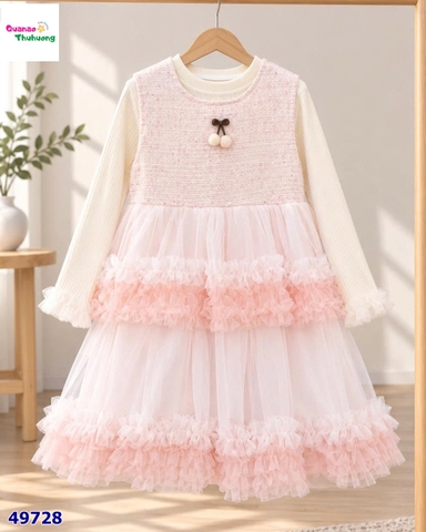 Set đầm hồng kèm nơ