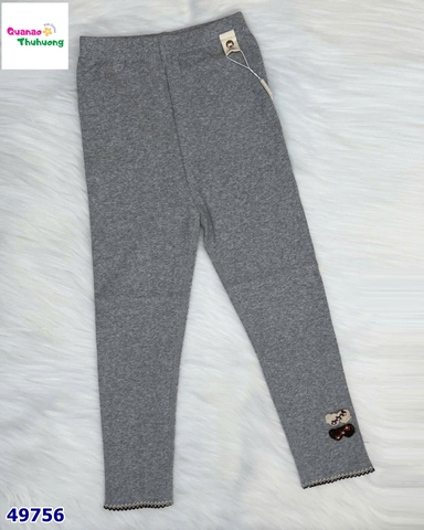 Legging xám thêu nơ đính hoa