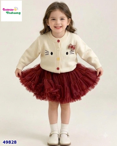 Set váy tutu đỏ, Cadigan kem Kitty