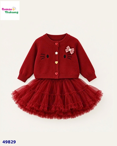 Set váy tutu đỏ, Cadigan đỏ Kitty