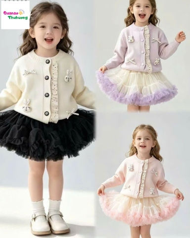 Set váy tutu hồng, Cadigan hồng thỏ