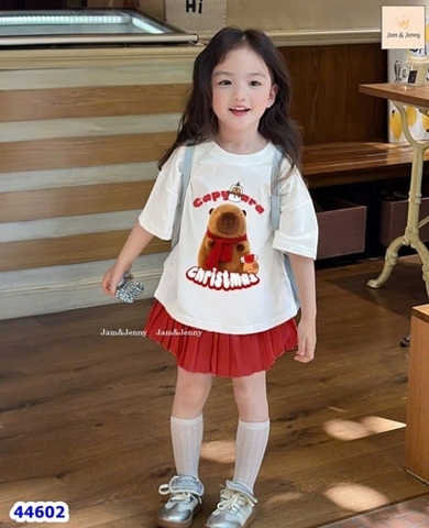Set váy J&J trắng Capybara Christmas