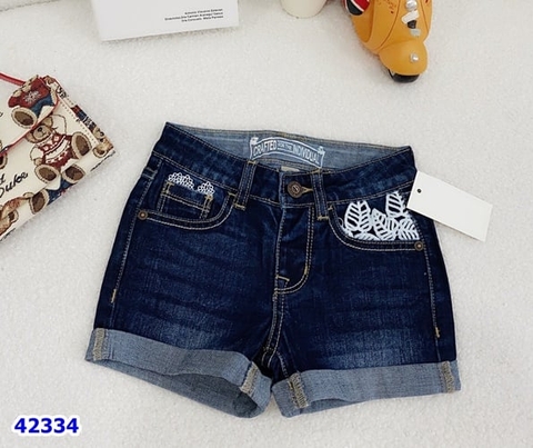 Short jean Next đậm thêu lá