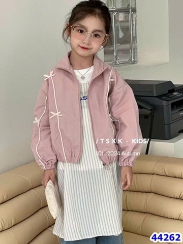 Áo khoác gió hồng đính nơ - size 110