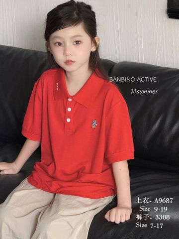 Áo Polo Banbino đỏ gấu