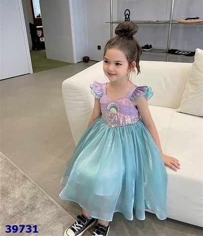 Đầm Melisa thêu ngọc trai xanh - size 18-24m