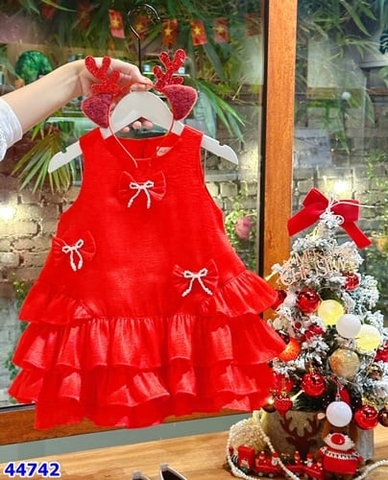Đầm Sofia đỏ nơ (tặng cài tóc)