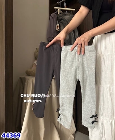 Legging Mengxi xám trắng thêu nơ