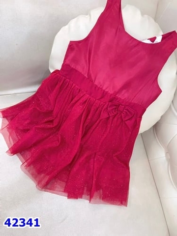 Đầm tiệc đính cườm H&M đỏ nơ ko cườm - size 2/3y