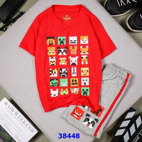 Bộ See Doo đỏ Mineraft nhìu hình - size 3y