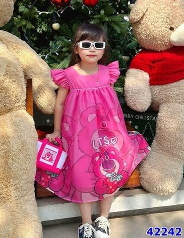 Đầm Sofia hồng gấu Lotso - size 18-24m