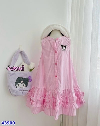 Đầm Kuromi hồng sọc trắng - size 2y