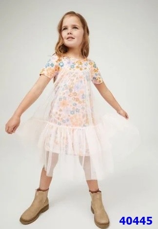 Đầm Cotton on Kid thun phối ren hồng hoa - size 8y
