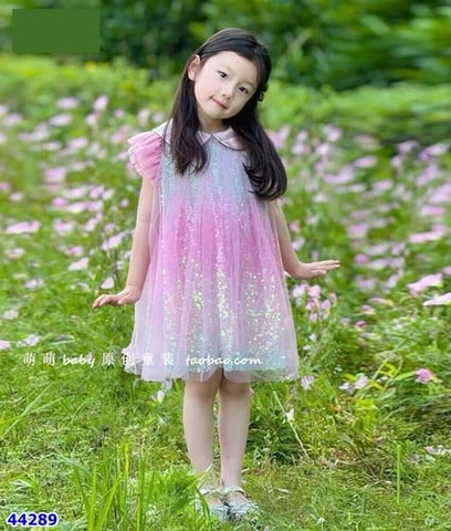 Đầm Sofia hồng loang đính cườm - size 2-3y