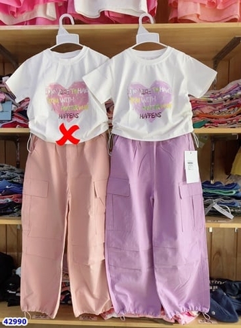 Set bộ quần dài túi hộp tím - size 130