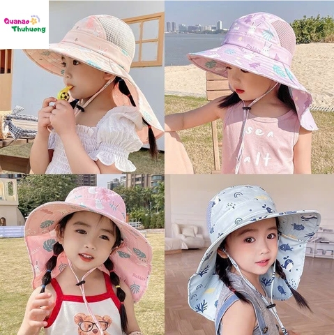 Nón đi biển cam họa tiết