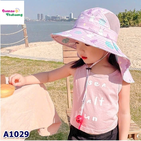 Nón đi biển tím họa tiết
