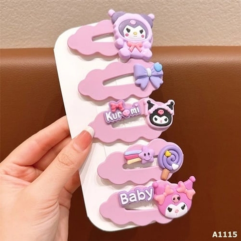 Set 5 kẹp tóc Kuromi cầu vồng