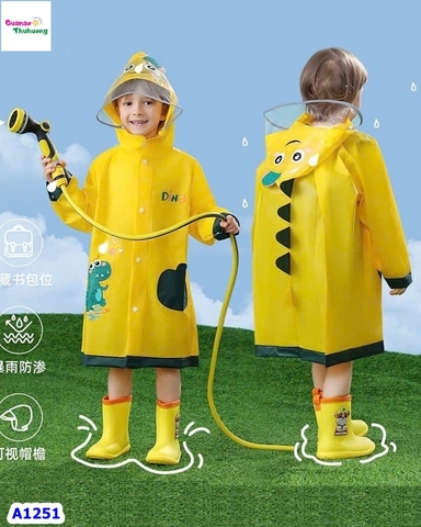 Áo mưa vàng đậm khủng long