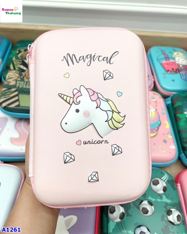 Hộp bút hồng nhạt Unicorn Mogical