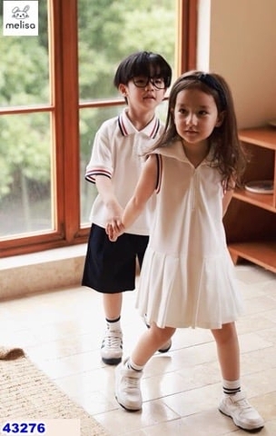 Đầm Polo Melisa trắng viền đỏ - size 3-4y