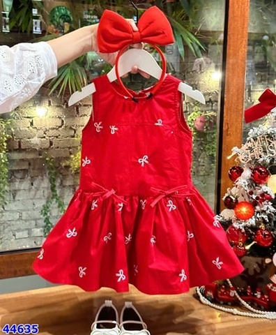 Đầm Sofia đỏ đính nơ+cài tóc