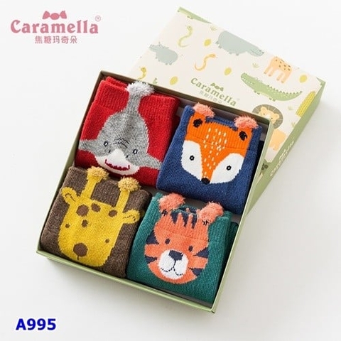Set 4 vớ Caramella xanh cá sấu - size 16-18cm