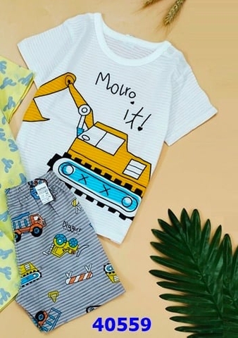 Bộ The Minou trắng xe múc - size 120